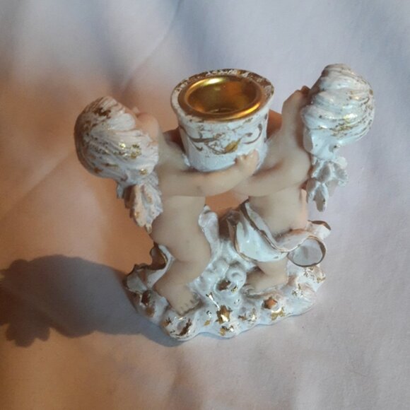 Angels Candlestick Holder White  Gold Nude Angels Christmas - Picture 8 of 10